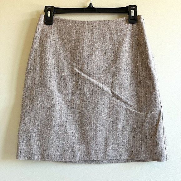 Theory Speckled Wool Easy‎ Waist Skirt A Line Tan Womens Size 0 Work Lined - Picture 1 of 9